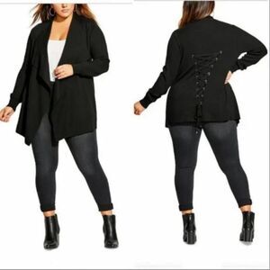 City Chic Black Corset Back Cardigan 16 NWT